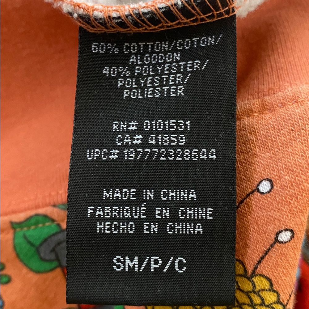 Orange hoodie with skull, dice, dove graphics  with pockets. Small - Picture 15 of 16